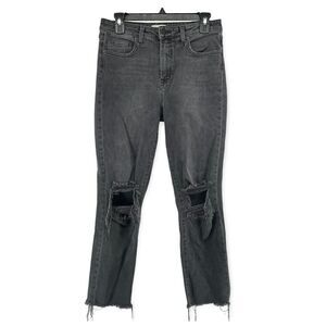 L’Agence Women’s Mid-Rise Gray Distressed Straight Leg Denim Jeans Size 29